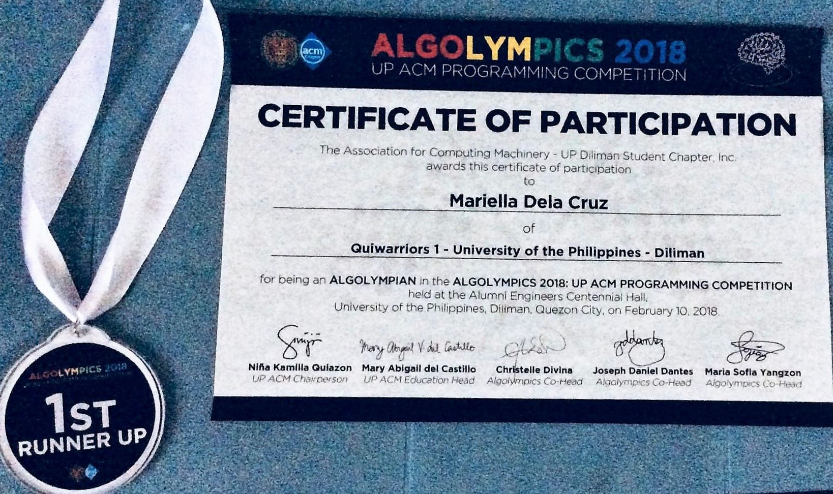 Algolympics Certificate